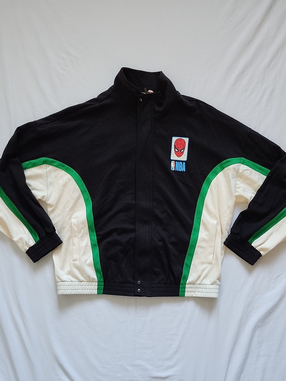 NWT Marvel x NBA Spider-Man Track Jacket Black Cream Men's Size Large